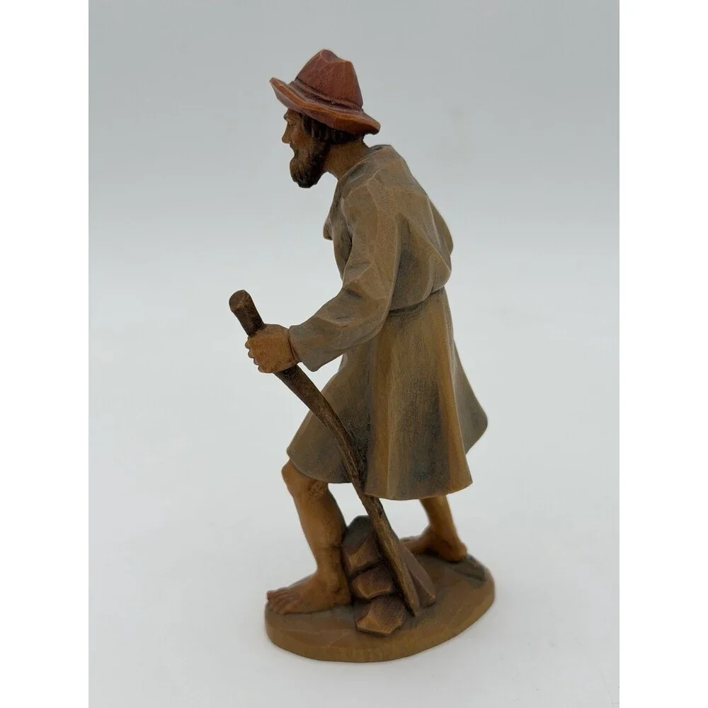 Anri Italy Folk Art Vintage Hand Carved Wood Shepherd Nativity Figurine 5.5”H